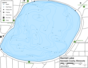 Harriet Lake Topographical Lake Map