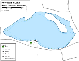 Holy Name Lake Topographical Lake Map