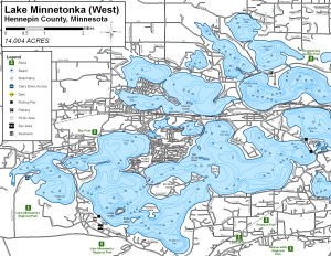 Lake Minnetonka West Topographical Lake Map