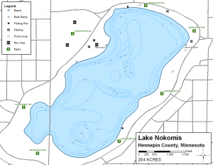 Lake Nokomis Topographical Lake Map