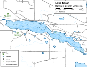 Lake Sarah Topographical Lake Map