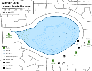 Weaver Lake Topographical Lake Map