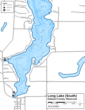 Long Lake (South) Topographical Lake Map