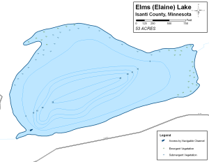 Elms Lake Topographical Lake Map