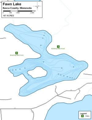 Fawn Lake Topographical Lake Map