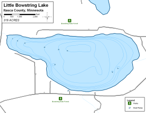 Little Bowstring Lake Topographical Lake Map