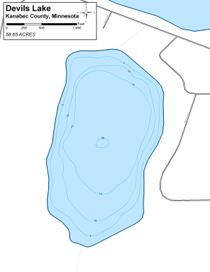 Devils Lake Topographical Lake Map