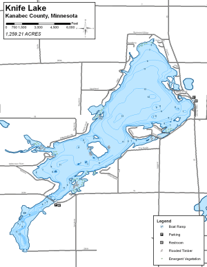Knife Lake Topographical Lake Map