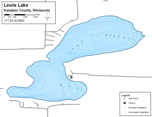 Lewis Lake Topographical Lake Map
