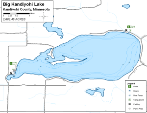 Big Kandiyohi Lake Topographical Lake Map