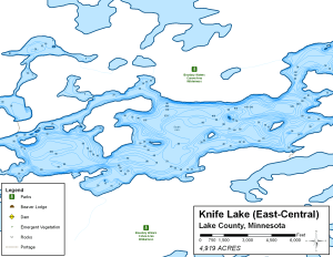Knife Lake (East Central) Topographical Lake Map