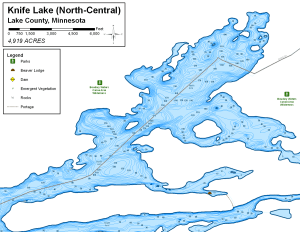 Knife Lake (North Central) Topographical Lake Map