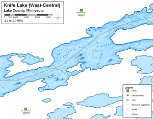Knife Lake (West Central) Topographical Lake Map