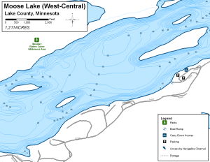 Moose Lake (West Central) Topographical Lake Map