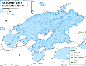 Snowbank Lake Topographical Lake Map