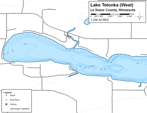 Lake Tetonka West Topographical Lake Map