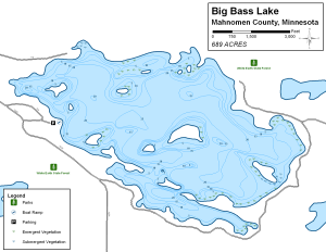 Big Bass Lake Topographical Lake Map