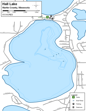 Hall Lake Topographical Lake Map