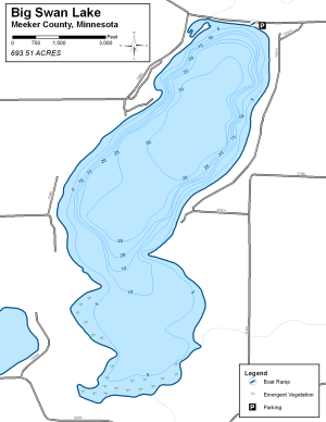 Big Swan Lake Topographical Lake Map