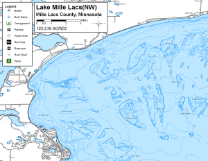 Mille Lacs (NW) Topographical Lake Map