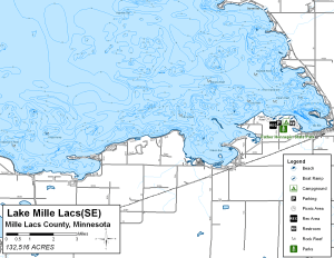 Mille Lacs Lake (SE) Topographical Lake Map