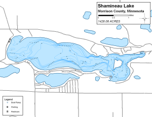 Shamineau Lake Topographical Lake Map