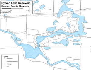 Sylvan Lake Resevoir Topographical Lake Map