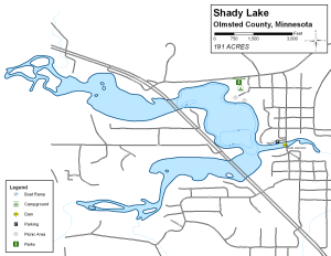 Shady Lake Topographical Lake Map