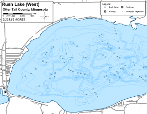 Rush Lake West Topographical Lake Map