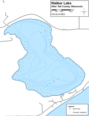 Walker Lake Topographical Lake Map