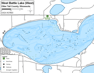 West Battle Lake West Topographical Lake Map