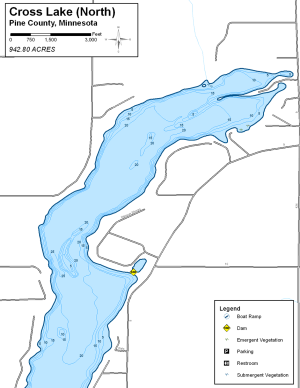 Cross Lake North Topographical Lake Map