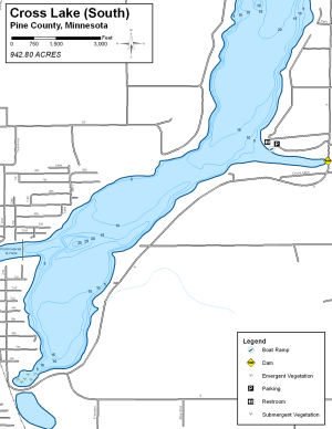 Cross Lake South Topographical Lake Map