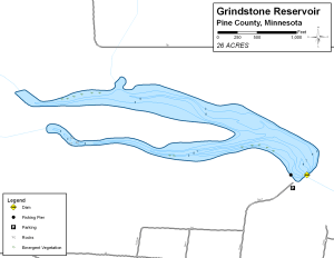 Grindstone Reservoir Topographical Lake Map