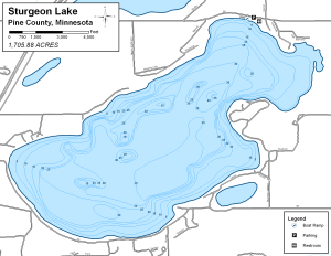 Sturgeon Lake Topographical Lake Map