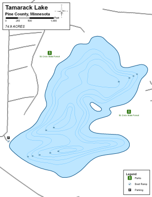 Tamarack Lake Topographical Lake Map