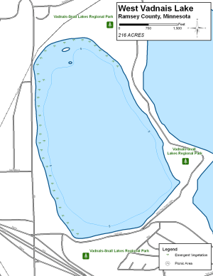 West Vadnais Lake Topographical Lake Map