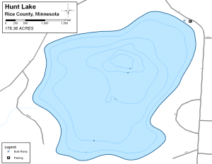 Hunt Lake Topographical Lake Map
