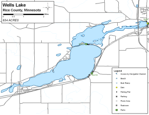 Wells Lake Topographical Lake Map