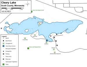 Cleary Lake Topographical Lake Map