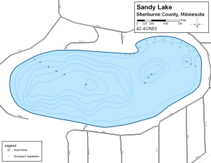 Sandy Lake Topographical Lake Map