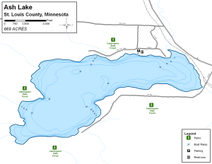 Ash Lake Topographical Lake Map