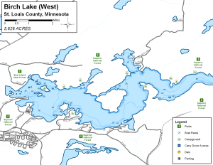Birch Lake West Topographical Lake Map