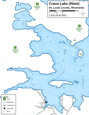Crane Lake West Topographical Lake Map