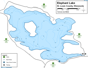 Elephant Lake Topographical Lake Map