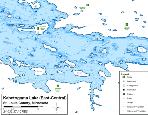 Kabetogama Lake East-Central Topographical Lake Map