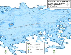 Namakan Lake East Central Topographical Lake Map