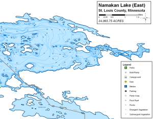 Namakan Lake East Topographical Lake Map