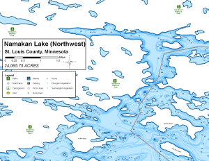 Namakan Lake Northwest Topographical Lake Map