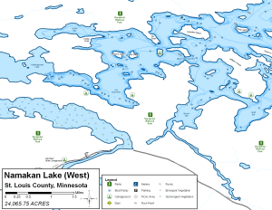 Namakan Lake West Topographical Lake Map